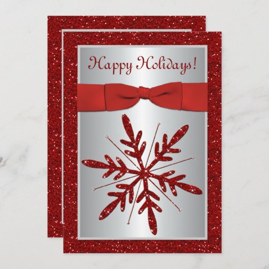 Uitnodiging van de partij Silver en Red Snowflake (Voorkant / Achterkant)