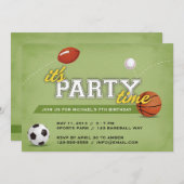 Uitnodiging van de partij Sports Birthday (Voorkant / Achterkant)