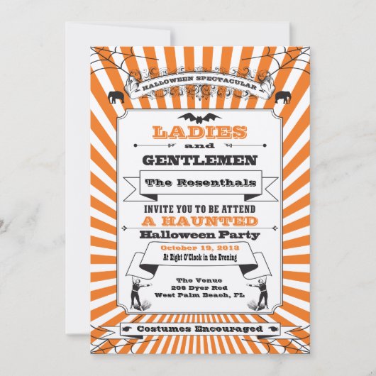 Uitnodiging van de partij Steampunk Halloween (Voorkant)