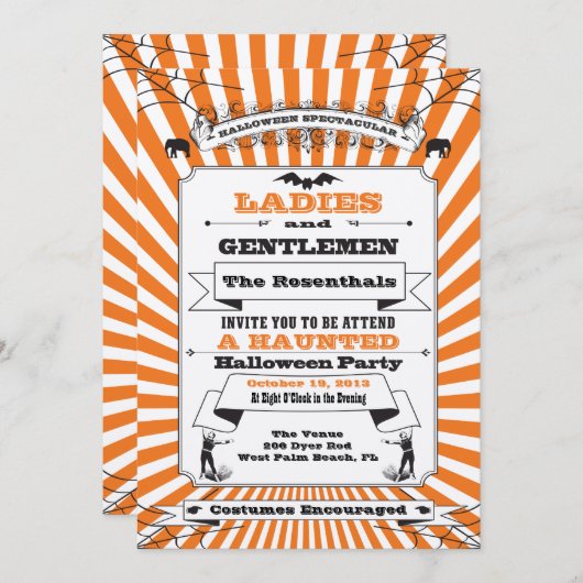 Uitnodiging van de partij Steampunk Halloween (Voorkant / Achterkant)