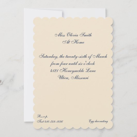 Uitnodiging van de partij Tea om paaseieren te dec (Achterkant)