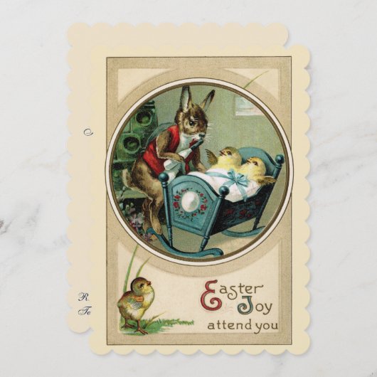 Uitnodiging van de partij Tea om paaseieren te dec (Voorkant / Achterkant)