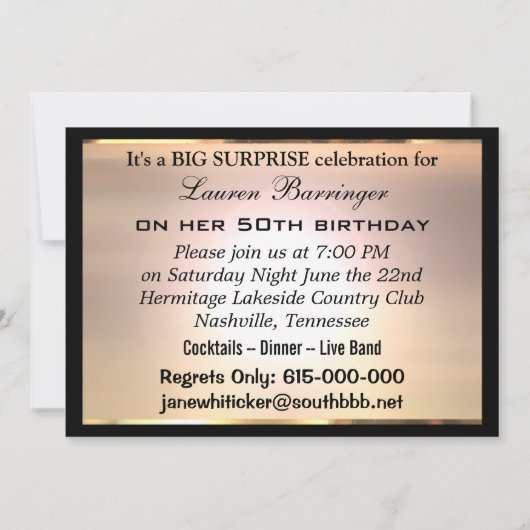 Uitnodiging van de partij "The Garden Party" (Achterkant)