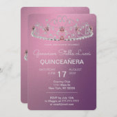 Uitnodiging van de partij Tiara Quinceañera (Voorkant / Achterkant)