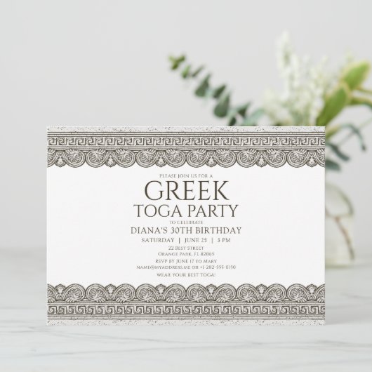 uitnodiging van de partij Toga Birthday met stenen (Staand voorkant)