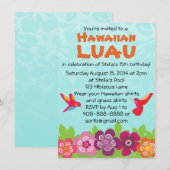 Uitnodiging van de partij Tropische Flower Luau (Voorkant / Achterkant)
