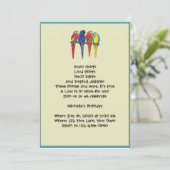 Uitnodiging van de partij Tropische Parrots Luau (Staand voorkant)