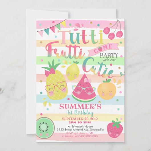 Uitnodiging van de partij Tutti Frutti - Uitnodigi (Voorkant)