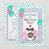 Uitnodiging van de partij van Birthday - Ice Cream (Voorkant / Achterkant)