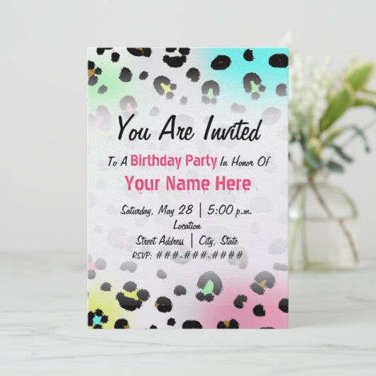 Uitnodiging van de partij van Birthday - Neon Airb (Staand voorkant)