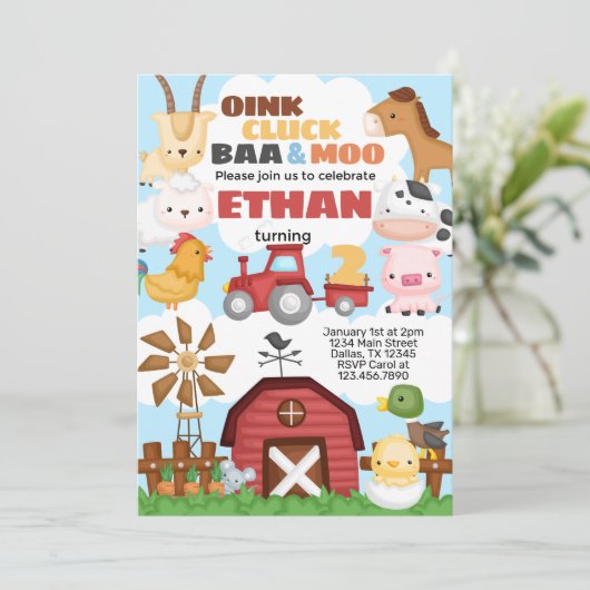 Uitnodiging van de partij van boerderij op zaterda (Staand voorkant)