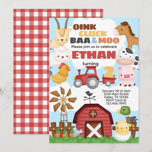 Uitnodiging van de partij van boerderij op zaterda (Voorkant / Achterkant)