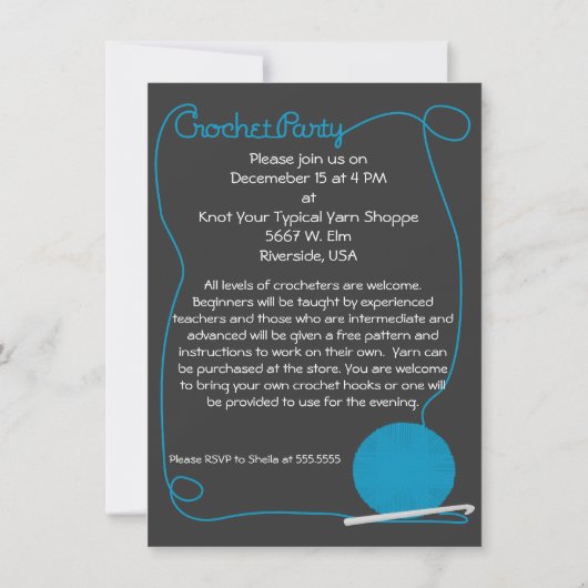 Uitnodiging van de Partij van Crochet (Achterkant)