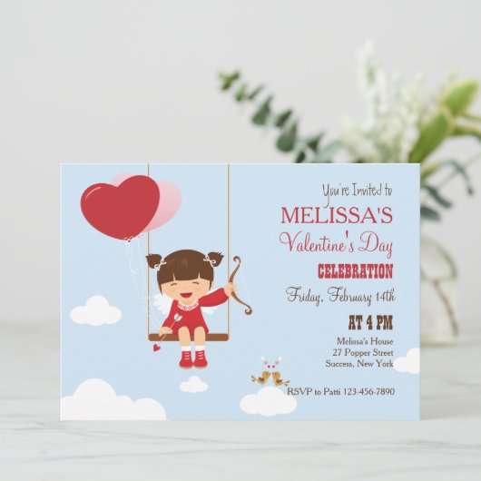 Uitnodiging van de partij van Cupid Valentijns afs (Staand voorkant)