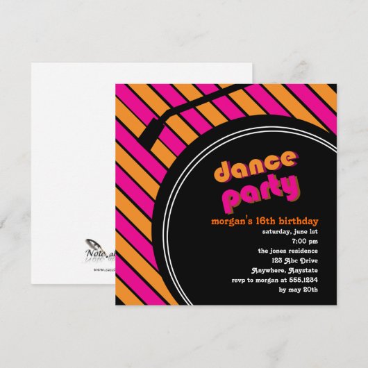 Uitnodiging van de Partij van Dance (Voorkant / Achterkant)