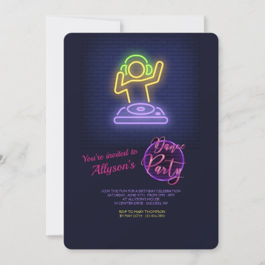 Uitnodiging van de Partij van Dance (Voorkant)