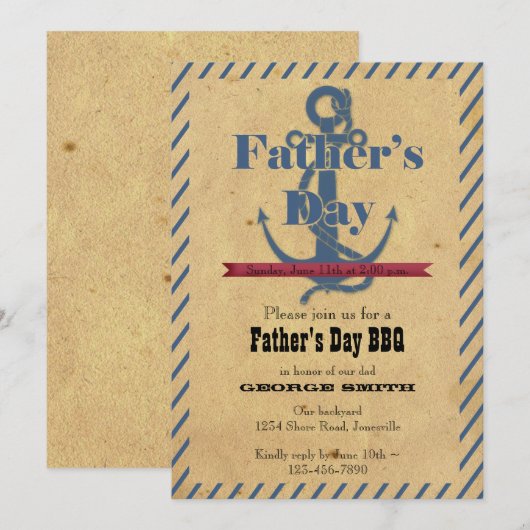 Uitnodiging van de Partij van de Anchor BBQ (Voorkant / Achterkant)