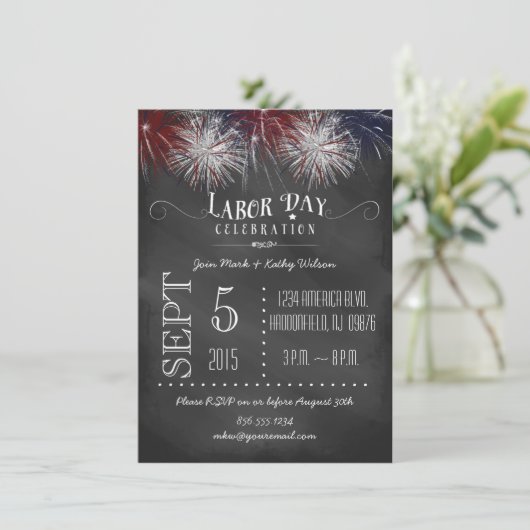 Uitnodiging van de Partij van de Arbeidsdag van he (Staand voorkant)