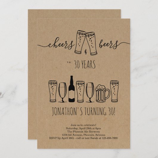 Uitnodiging van de partij van de Cheers & Beer Bir (Voorkant / Achterkant)