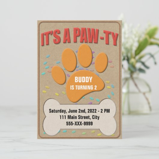 Uitnodiging van de Partij van de Druk van de Dog P (Staand voorkant)