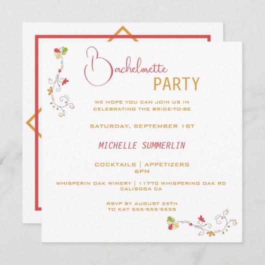 Uitnodiging van de Partij van de Flora-grens van B (Voorkant / Achterkant)