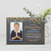 Uitnodiging van de Partij van de Foto Blue Chalk (Staand voorkant)