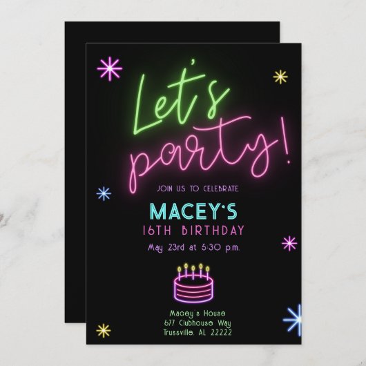 Uitnodiging van de Partij van de Glow (Voorkant / Achterkant)