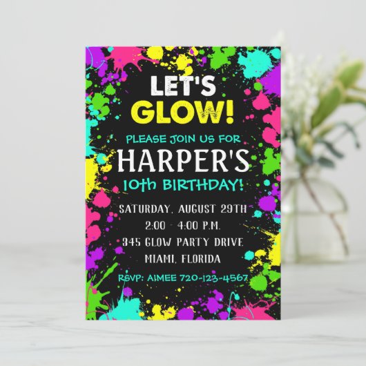 Uitnodiging van de Partij van de Glow | Uitnodigin (Staand voorkant)