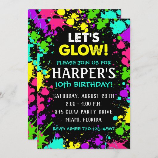 Uitnodiging van de Partij van de Glow | Uitnodigin (Voorkant / Achterkant)