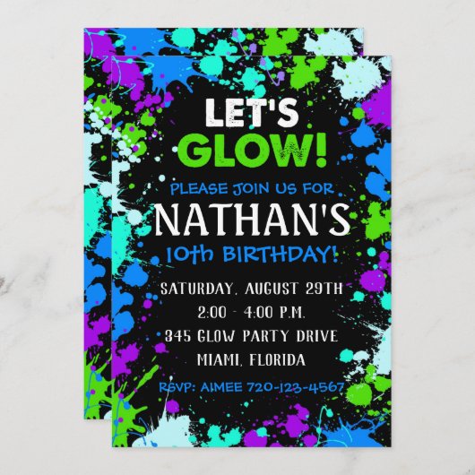 Uitnodiging van de Partij van de Glow | Uitnodigin (Voorkant / Achterkant)