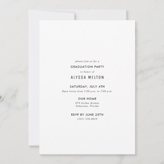 Uitnodiging van de Partij van de Graduatie van de  (Achterkant)