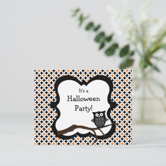 Uitnodiging van de Partij van de Halloween - Owl (Staand voorkant)