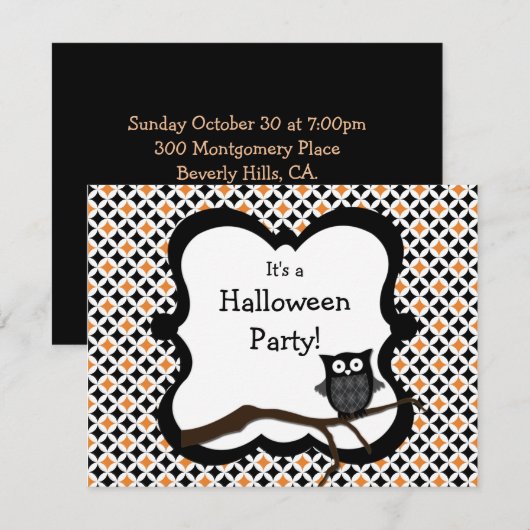 Uitnodiging van de Partij van de Halloween - Owl (Voorkant / Achterkant)