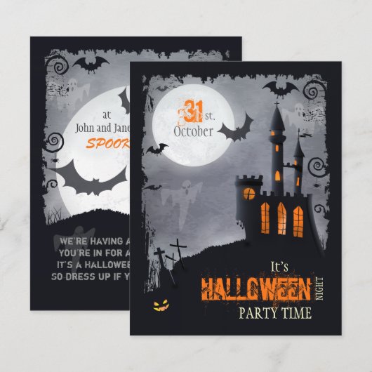 Uitnodiging van de Partij van de Halloween (voor e (Voorkant / Achterkant)