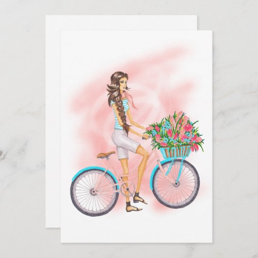 Uitnodiging van de partij van de lente van Birthda (Voorkant / Achterkant)