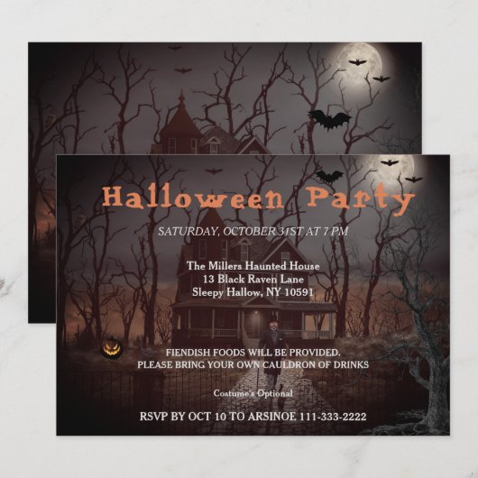 Uitnodiging van de Partij van de Ondernemer Hallow (Voorkant / Achterkant)