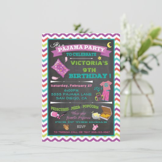 Uitnodiging van de Partij van de Pajama Slumber (Staand voorkant)