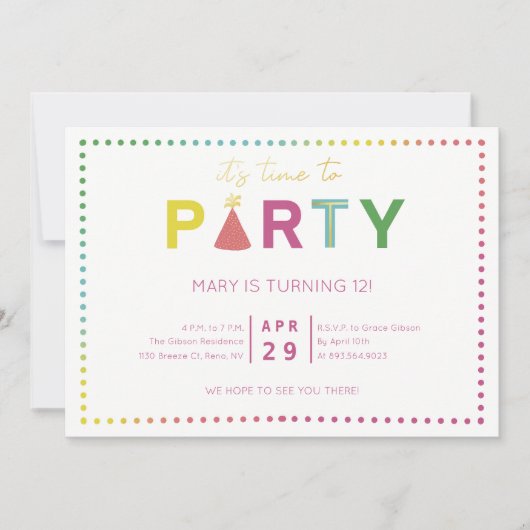 Uitnodiging van de partij van de partij van de Par (Voorkant)