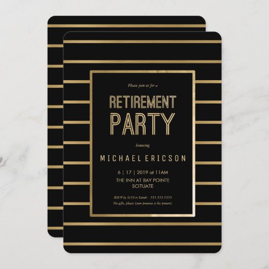 Uitnodiging van de Partij van de Pensionering - Pa (Voorkant / Achterkant)