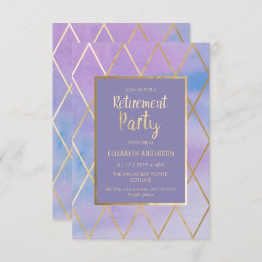 Uitnodiging van de Partij van de Pensionering - Pa (Voorkant / Achterkant)