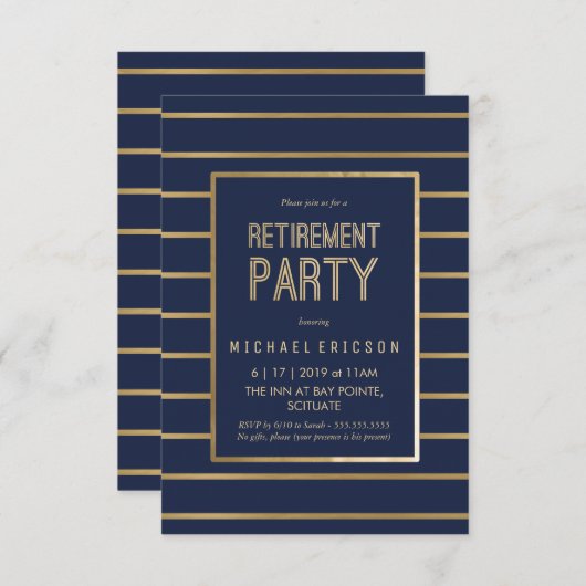 Uitnodiging van de Partij van de Pensionering - Pa (Voorkant / Achterkant)