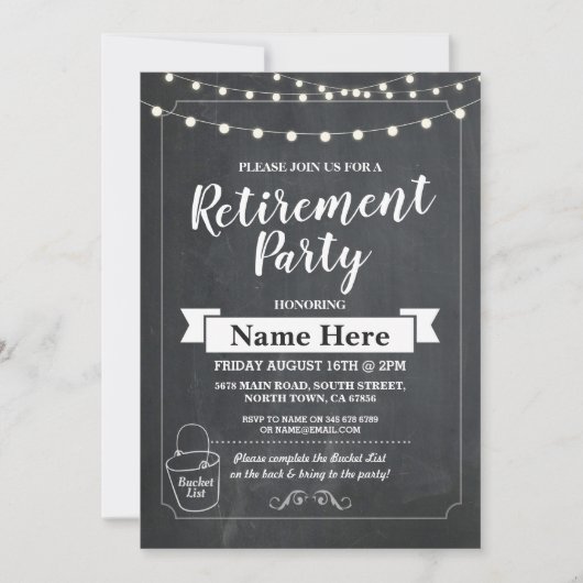 Uitnodiging van de Partij van de pensionering Rust (Voorkant)