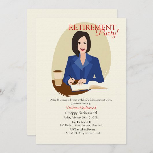 Uitnodiging van de Partij van de Pensionering van (Voorkant / Achterkant)