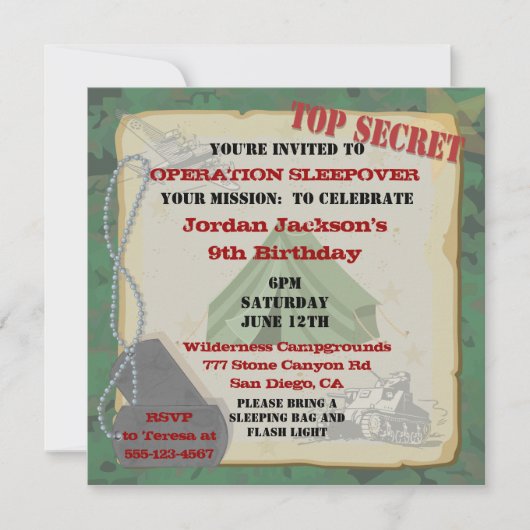 Uitnodiging van de Partij van de Slapepover Rustic (Voorkant)