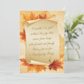 Uitnodiging van de partij van de Thanksgiving. Vlo (Staand voorkant)