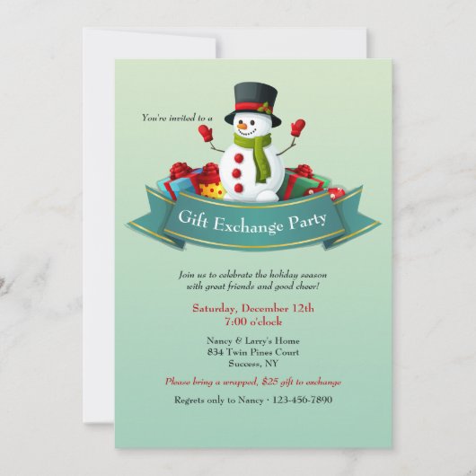 Uitnodiging van de partij van de Uitwisseling van  (Voorkant)