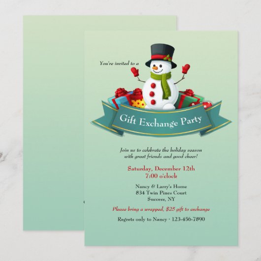 Uitnodiging van de partij van de Uitwisseling van (Voorkant / Achterkant)