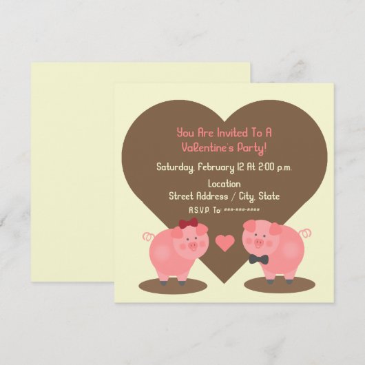 Uitnodiging van de Partij van de Valentijnse Varke (Voorkant / Achterkant)
