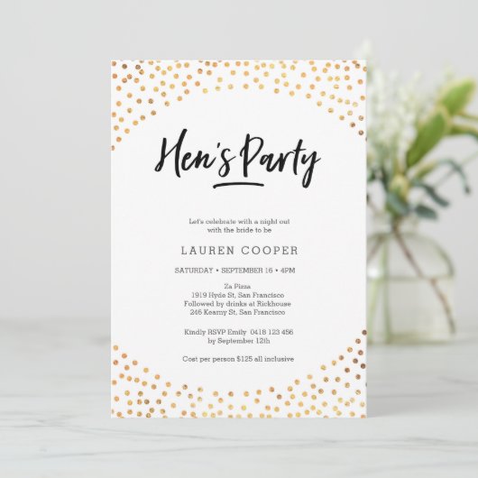 Uitnodiging van de partij van Hen | Goudvlekken (Staand voorkant)