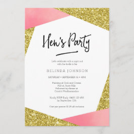 Uitnodiging van de partij van Hen | Roze en glitte